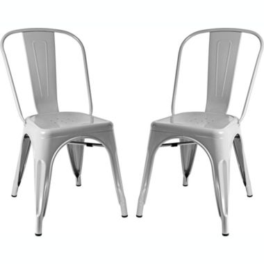 Sunjoy Group Stackable Metal Cafe Chair, Gray (Pack of 2). View a larger version of this product image.