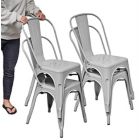 Alternate image 2 for Sunjoy Group Stackable Metal Cafe Chair, Gray (Pack of 2)