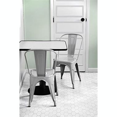 Sunjoy Group Stackable Metal Cafe Chair, Gray (Pack of 2). View a larger version of this product image.