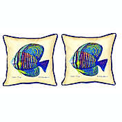 Pair of Betsy Drake Sailfin Tang - Yellow Indoor/Outdoor Pillows 12 X 12