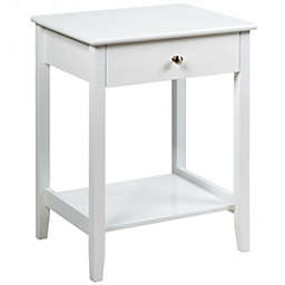 Costway Wooden Nightstand  End Table Storage Display -White