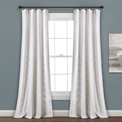 Chenille Chevron Window Curtain Panels White 40x84 Set