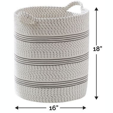 Large Cotton Rope Laundry Hamper Woven Basket with Handles. View a larger version of this product image.