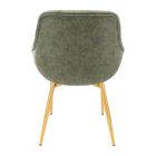 Alternate image 1 for LeisureMod Markley Modern Leather Dining Arm Chair With Gold Metal Legs Set of 4 - Olive Green