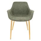 Alternate image 2 for LeisureMod Markley Modern Leather Dining Arm Chair With Gold Metal Legs Set of 4 - Olive Green