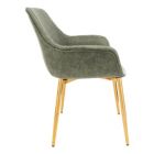 Alternate image 3 for LeisureMod Markley Modern Leather Dining Arm Chair With Gold Metal Legs Set of 4 - Olive Green
