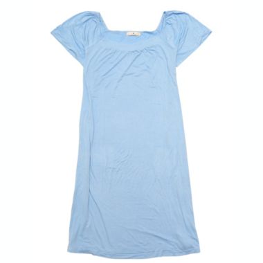 Agnes Orinda Women's Plus Size Sleep Dress Knit Sweetheart Neck Short Sleeve Nightdress, Leisure Sleepshirts Nightdress Loose Fit Gown Dress, Sky Blue, 2X. View a larger version of this product image.