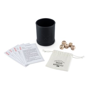 Foster & Rye Wood Dice & Faux Leather Dice Cup Drinking Game Set. View a larger version of this product image.