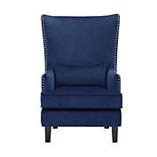 Lexicon Solid Wood and Plywood Frame Accent Chair -  Blue