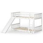 Alternate image 0 for Slickblue Twin over Twin Bunk Wooden Low Bed with Slide Ladder for Kids