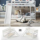 Alternate image 1 for Slickblue Twin over Twin Bunk Wooden Low Bed with Slide Ladder for Kids