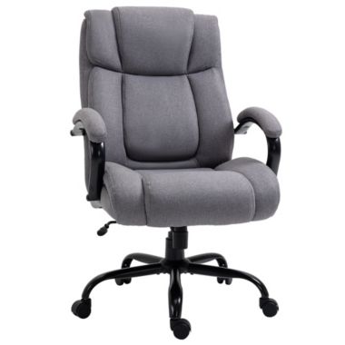 Vinsetto High Back Big and Tall Executive Office Chair 484lbs with Wide Seat, Computer Desk Chair with Linen Fabric, Adjustable Height, Swivel Wheels, Light Grey. View a larger version of this product image.