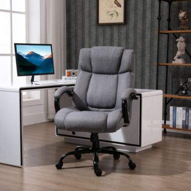 Vinsetto High Back Big and Tall Executive Office Chair 484lbs with Wide Seat, Computer Desk Chair with Linen Fabric, Adjustable Height, Swivel Wheels, Light Grey. View a larger version of this product image.