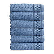 Market & Place Park Avenue Cotton Textured 6-Piece Hand Towel Set in Denim Blue