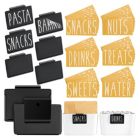 Alternate image 0 for Talented Kitchen Set of 8 Black Clip On Metal Label Holders for Storage Bins, 40 Preprinted White on Clear Pantry Labels for Baskets, Home Organization