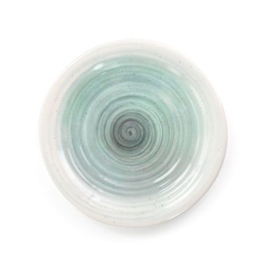 Elama Potters Wheel 12 Piece Lightweight Melamine Dinnerware Set in Light Blue. View a larger version of this product image.