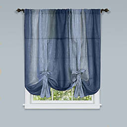 GoodGram Royal Ombre Crushed Semi Sheer Tie Up Curtain Window Shade - 50 in. W x 63 in. L, Blue