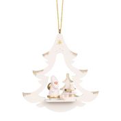 Alexander Taron 4" Gold and White Star With Santa and Sled Collectible Christian Ulbricht Ornament