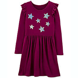 Carter's Little & Big Girls Sequin-Stars Jersey Dress Purple Size 4