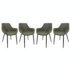 Alternate image 0 for LeisureMod Markley Modern Leather Dining Arm Chair With Metal Legs Set of 4 - Olive Green