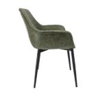 Alternate image 3 for LeisureMod Markley Modern Leather Dining Arm Chair With Metal Legs Set of 4 - Olive Green