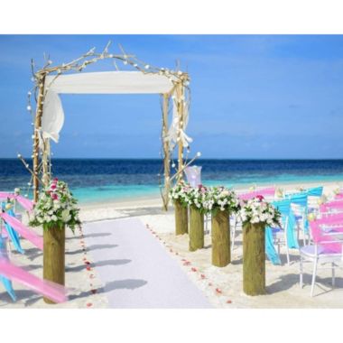 Blue Panda Wedding Aisle Runner - Essential Indoor and Outdoor Wedding Decoration, Dream Wedding Decor Supplies, Polyester Paper, White Leaf Imprint, 3 x 100 Feet. View a larger version of this product image.