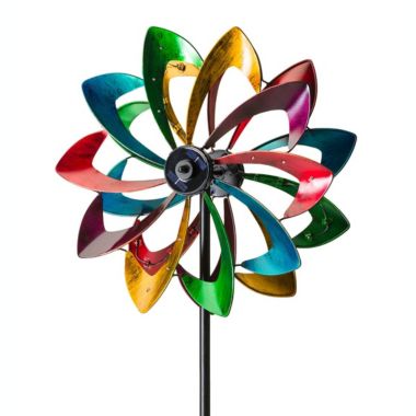 Plow & Hearth Solar LED Flower Garden Wind Spinner, in Copper. View a larger version of this product image.