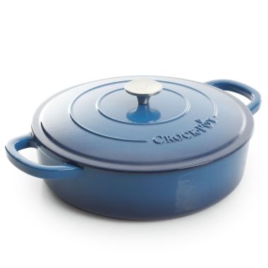 Crock Pot Artisan Enameled 5 Quart Cast Iron Round Braiser Pan with Self Basting Lid in Sapphire Blue. View a larger version of this product image.