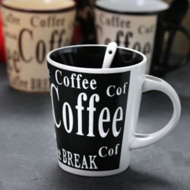 Gibson Bareggio 8 Piece 13 Ounce Coffee Mug with Spoon Set, Service for 4. View a larger version of this product image.