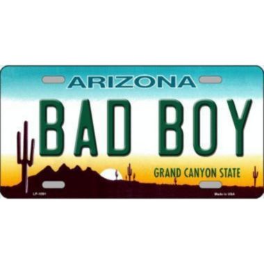 Smart Blonde BAD BOY Arizona Novelty State Background Vanity Metal License Plate Tag Sign Closeout. View a larger version of this product image.