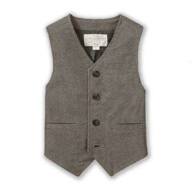 Hope & Henry Boys&#39; Classic Suit Vest (Dark Taupe Herringbone, 2T). View a larger version of this product image.