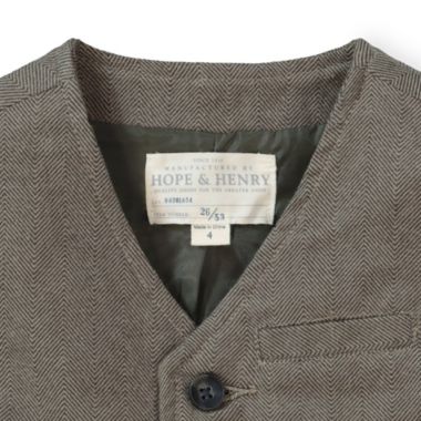 Hope & Henry Boys&#39; Classic Suit Vest (Dark Taupe Herringbone, 2T). View a larger version of this product image.