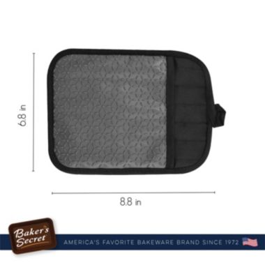 Baker's Secret Pot Holder Oven Mitt, Silicone Heat Resistant, Kitchen Essentials, Black. View a larger version of this product image.