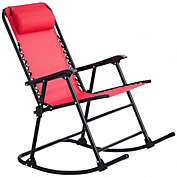 Costway Outdoor Patio Headrest Folding Zero Gravity Rocking Chair-Red