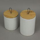 Alternate image 1 for Things2Die4 Set of 2 White Ceramic Jars With Wood Lids Decorative Kitchen Counter Canisters