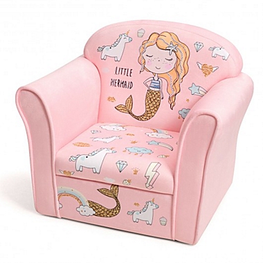 Costway Kids Mermaid Armrest Couch Upholstered Sofa. View a larger version of this product image.