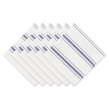 Contemporary Home Living Set of 6 20" x 20" Blue and White French Zig Dobby Stripe Napkins. View a larger version of this product image.