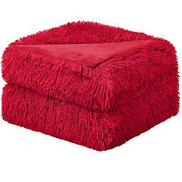 PiccoCasa Warm Shaggy Faux Fur Plush Polyester Bed Blanket Full/Queen(78