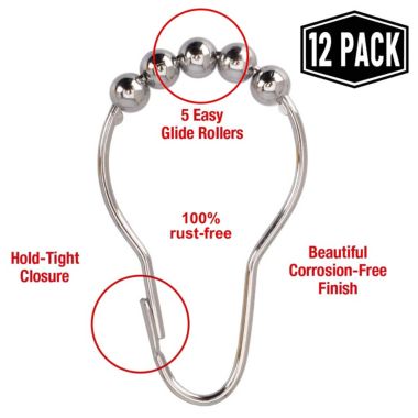 2 LB Depot Shower Curtain Rings Hooks - Brushed Nickel Finish - 18/8 Stainless Steel. View a larger version of this product image.