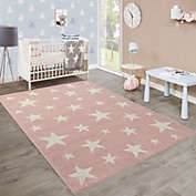 Paco Home Kids Rug with Stars for Nursery Starry Sky in pink white pastel