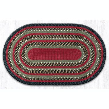 Earth Rugs C-338 Burgundy / Olive / Charcoal Oval Braided Rug 27 x 45 inch. View a larger version of this product image.