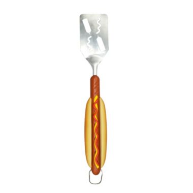 G.E.I. Hot Dog BBQ Spatula - Stainless Steel Grilling Tool, Novelty Slotted Turner, 1pc. View a larger version of this product image.