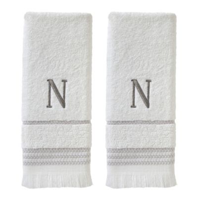 Embroidered Personalized Bath Towel Set with Laurel  Wreath and Letter Monogram 
