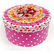 Contemporary Home Living 10.5" Pink and White Round Contemporary Gift Box