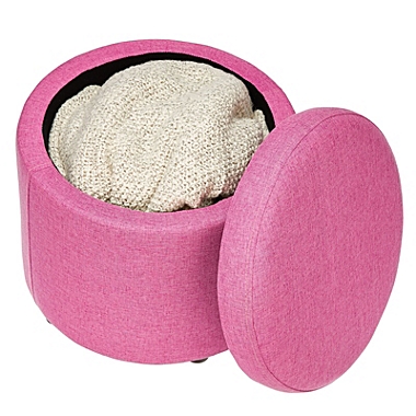 mDesign Modern Small Round Footstool Storage Ottoman Furniture Seat. View a larger version of this product image.