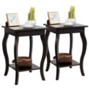 Slickblue Set of 2 Side Table Sofa Table Night Stand with Shelf-Brown