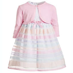 Blueberi Boulevard Little Girl's 2 Pc Shrug & Embroidered Rainbow Stripe Dress -Pink Size 6X