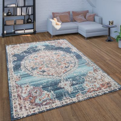 The Curated Nomad Alma Moroccan Fringe Solid Multi Area Rug Blue 5'3" x 7'6" 