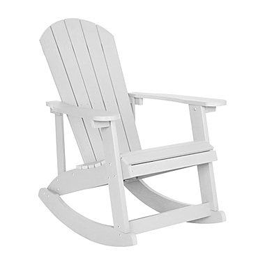 Flash Furniture Savannah All-Weather Poly Resin Wood Adirondack Rocking Chair With Rust Resistant Stainless Steel Hardware In White - White. View a larger version of this product image.