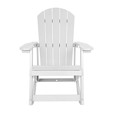 Flash Furniture Savannah All-Weather Poly Resin Wood Adirondack Rocking Chair With Rust Resistant Stainless Steel Hardware In White - White. View a larger version of this product image.